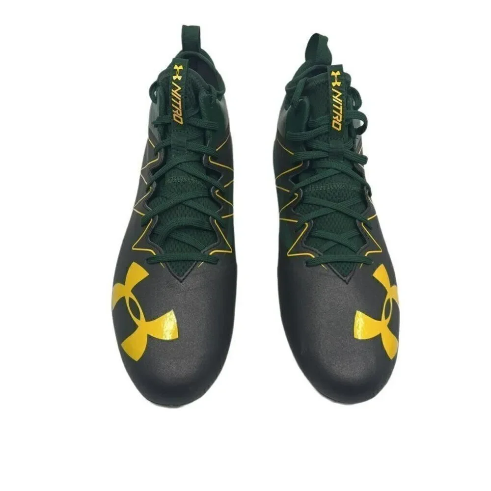 Under Armour Mens‎ Nitro Football Shoes Green 1290962-013 Mid Top Cleats 12M New